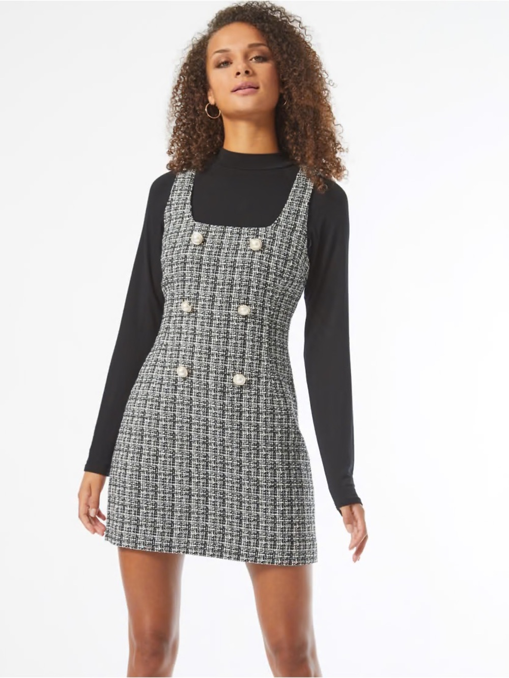 Miss Selfridge Boucle Pinny Mini Dress